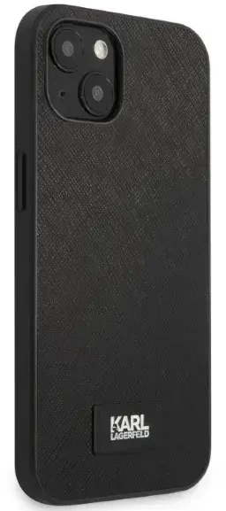 Apple iPhone 13 Karl Lagerfeld dėklas Saffiano Plaque juodos spalvos