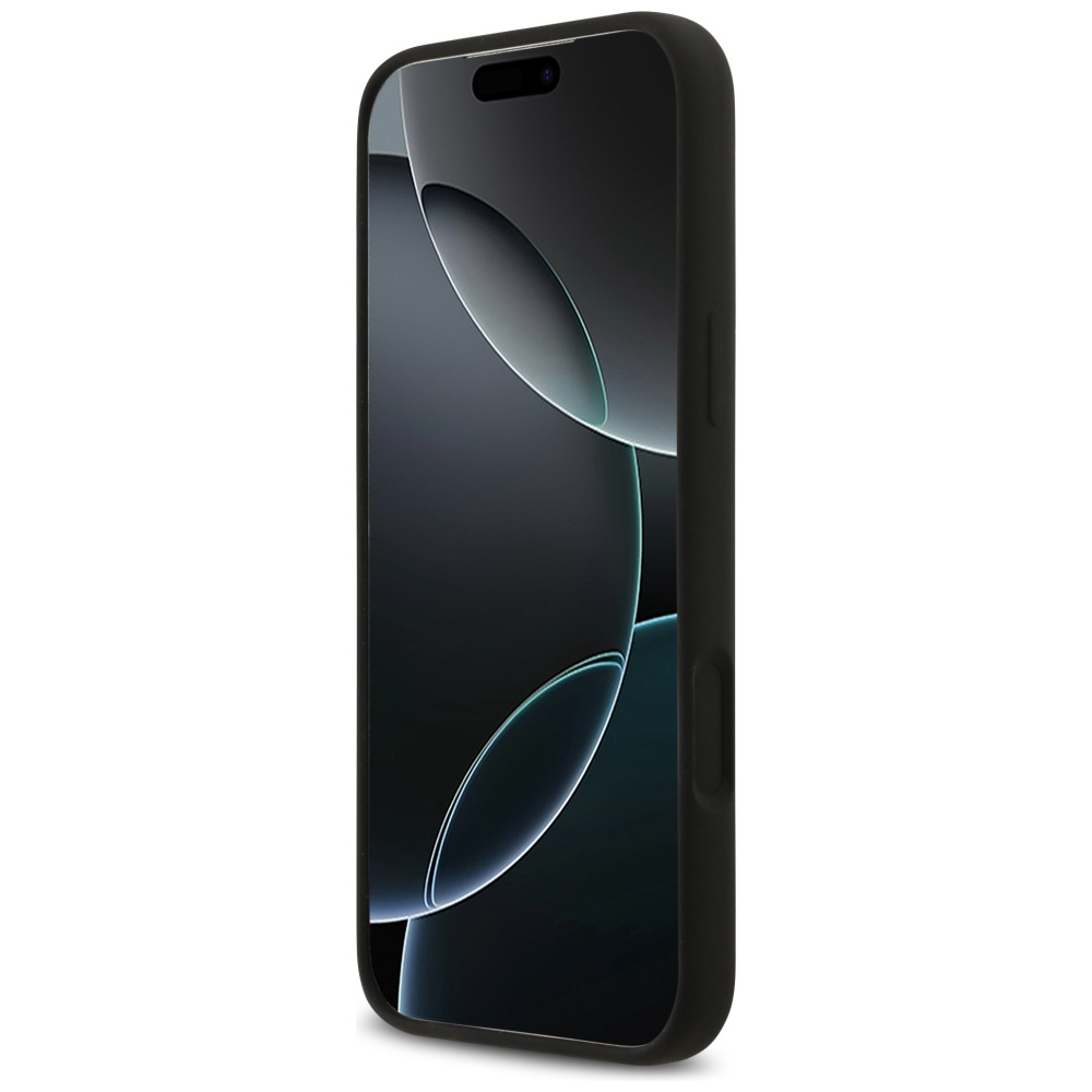 Karl Lagerfeld Silicone Heart Sign Logo MagSafe dėklas skirtas Apple iPhone 17 Pro Max juodos spalvos