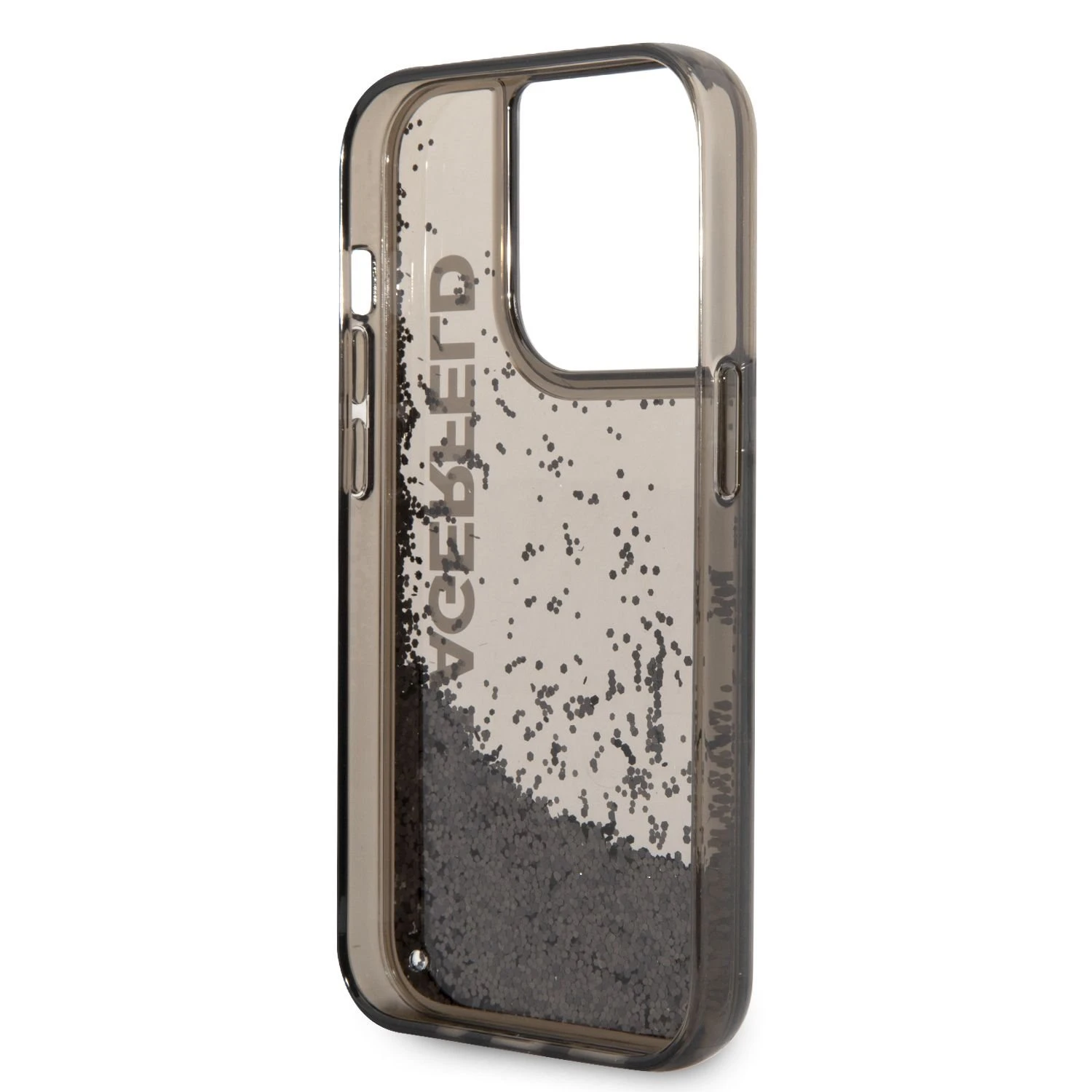 Karl Lagerfeld Liquid Glitter Elong dėklas iPhone 14 Pro Max - juodas