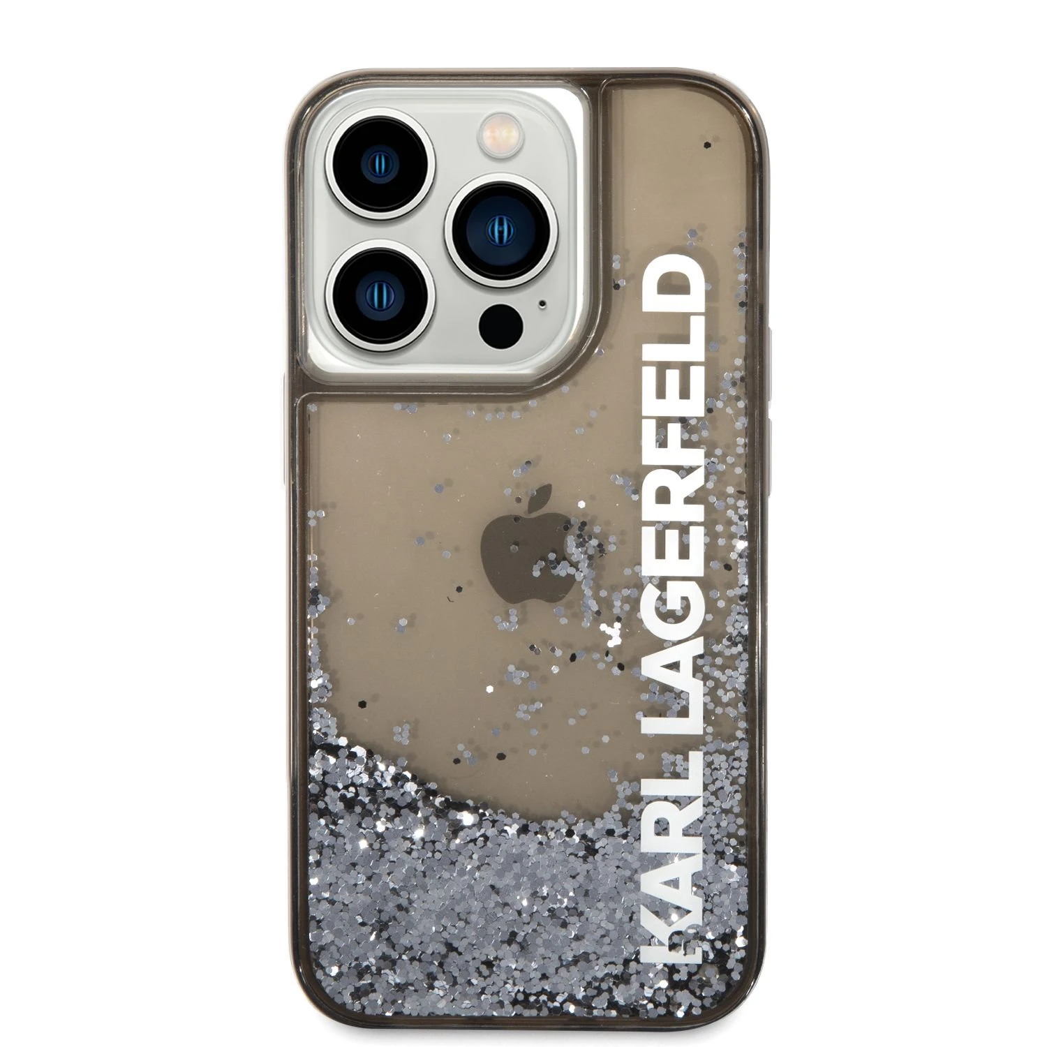 Karl Lagerfeld Liquid Glitter Elong dėklas iPhone 14 Pro Max - juodas
