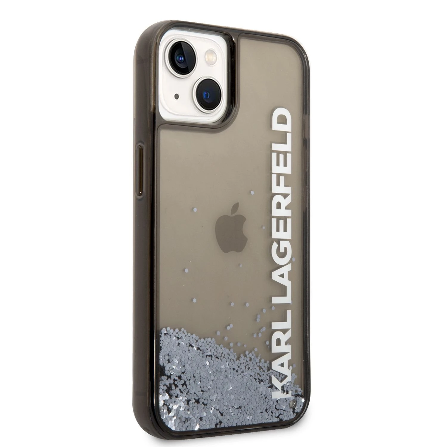 Apple iPhone 14 Karl Lagerfeld dėklas Liquid Glitter Elong juodos spalvos