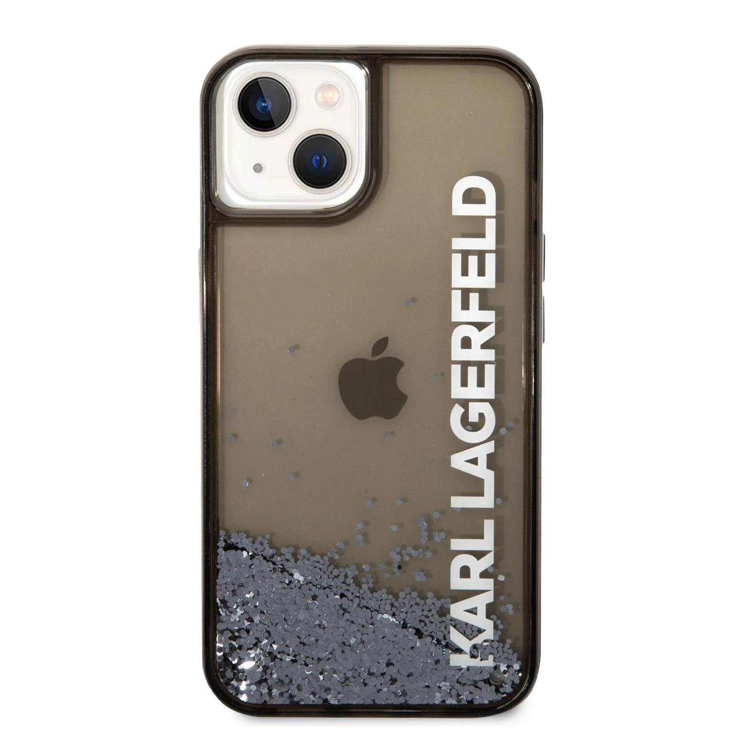 Apple iPhone 14 Karl Lagerfeld dėklas Liquid Glitter Elong juodos spalvos