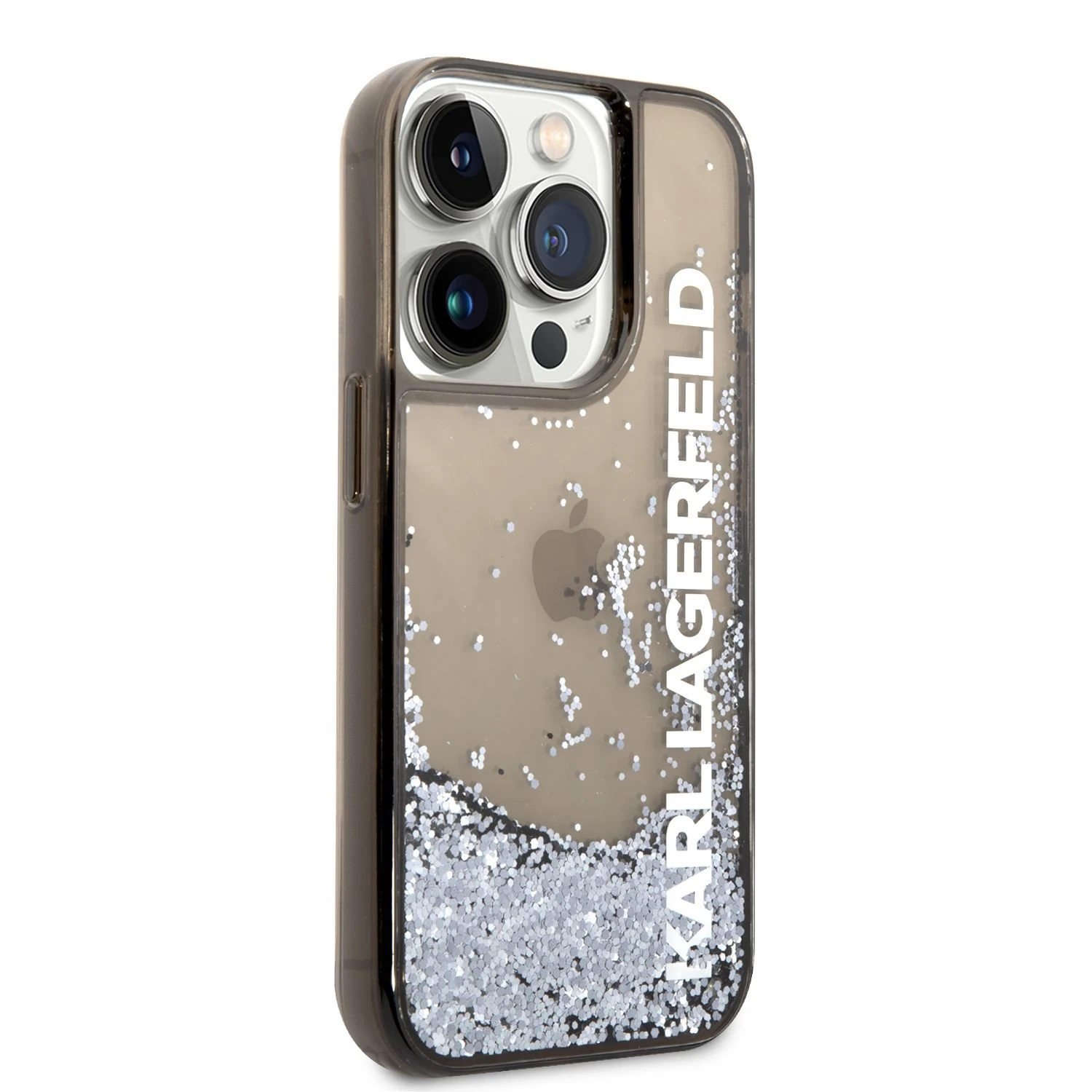 Karl Lagerfeld Liquid Glitter Elong dėklas iPhone 14 Pro Max - juodas