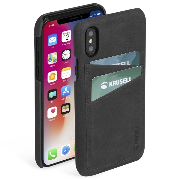 Telefono dėklas Krusell Sunne 2 Card Cover iPhone XS Max, juodas