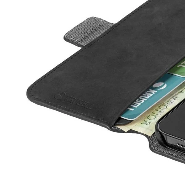 Dėklas Krusell PhoneWallet Leather iPhone 13 Pro Max 6.7" juoda/juodas 62396