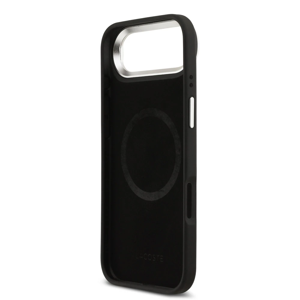 Lacoste Iconic Petit Pique Camera Stand MagSafe dėklas skirtas Apple iPhone Air juodos spalvos