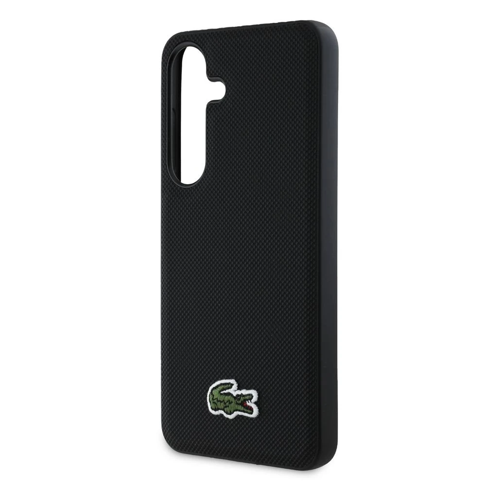 Lacoste Iconic Petit Pique Woven Logo MagSafe dėklas skirtas Samsung Galaxy S25 juodos spalvos
