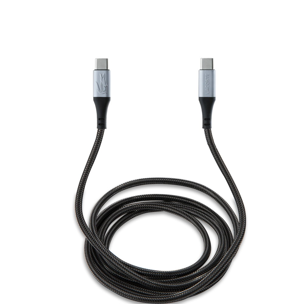 Lacoste Iconic Petit Pique Woven Logo MagSafe dėklas skirtas Apple iPhone 15 Pro juodos spalvos + USB-C/USB-C kabelis
