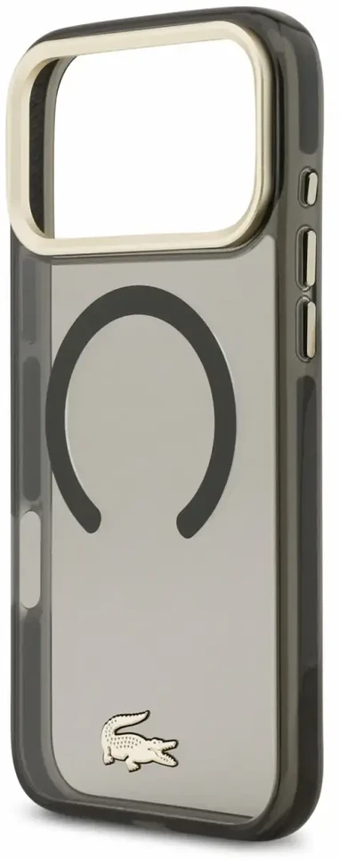 Dėklas Lacoste IML Shockproof Petit Pique Gold Logo MagSafe Case for iPhone 18 Pro Max Juodas