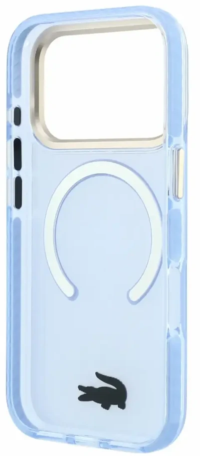 Dėklas Lacoste IML Shockproof Petit Pique Gold Logo MagSafe Case for iPhone 18 Pro Mėlyna