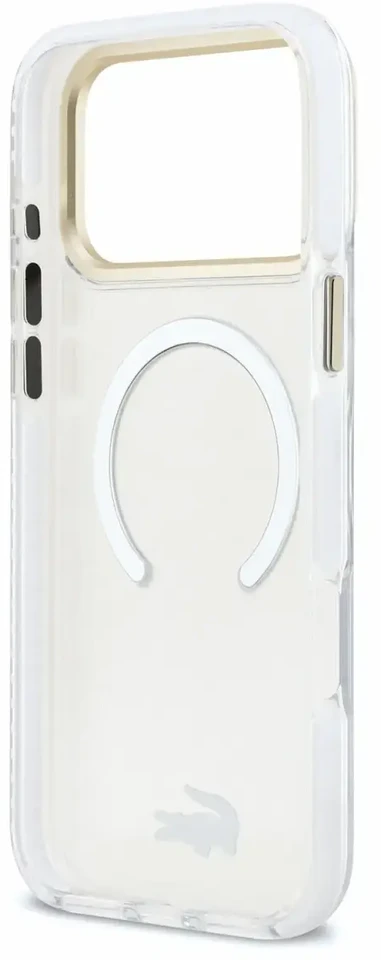 Dėklas Lacoste IML Shockproof Petit Pique Gold Logo MagSafe Case for iPhone 18 Pro Max Transparent