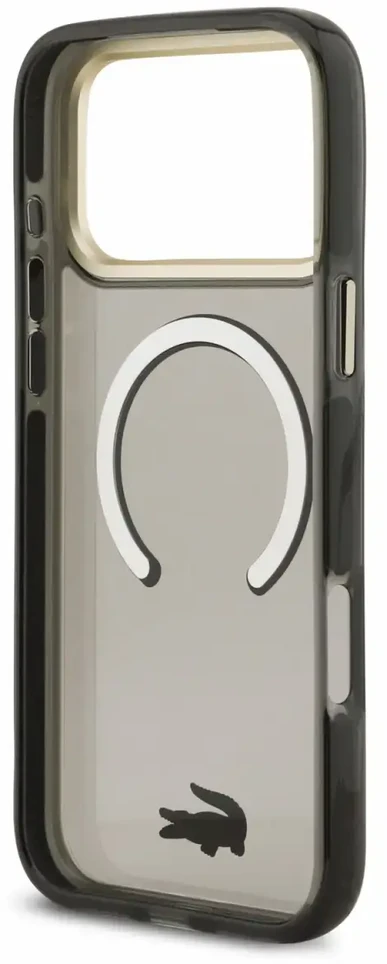 Dėklas Lacoste IML Shockproof Petit Pique Gold Logo MagSafe Case for iPhone 18 Pro Max Juodas
