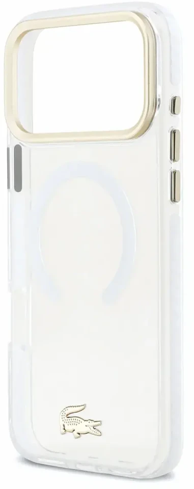 Dėklas Lacoste IML Shockproof Petit Pique Gold Logo MagSafe Case for iPhone 18 Pro Max Transparent