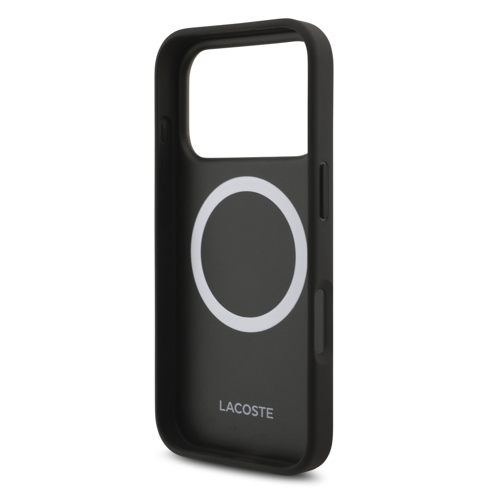 Lacoste PU Nomogramme Gold Logo MagSafe dėklas skirtas iPhone 17 Pro juodos spalvos