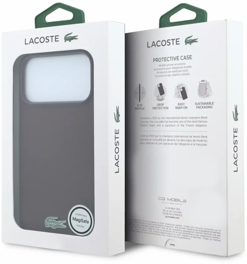 Dėklas Lacoste PVC Iconic Petit Pique Metal Logo MagSafe Case for iPhone 18 Pro Max Burgundy