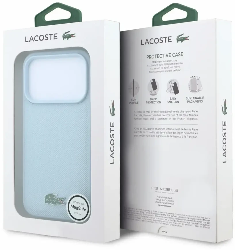 Dėklas Lacoste PVC Iconic Petit Pique Metal Logo MagSafe Case for iPhone 18 Pro Mėlyna