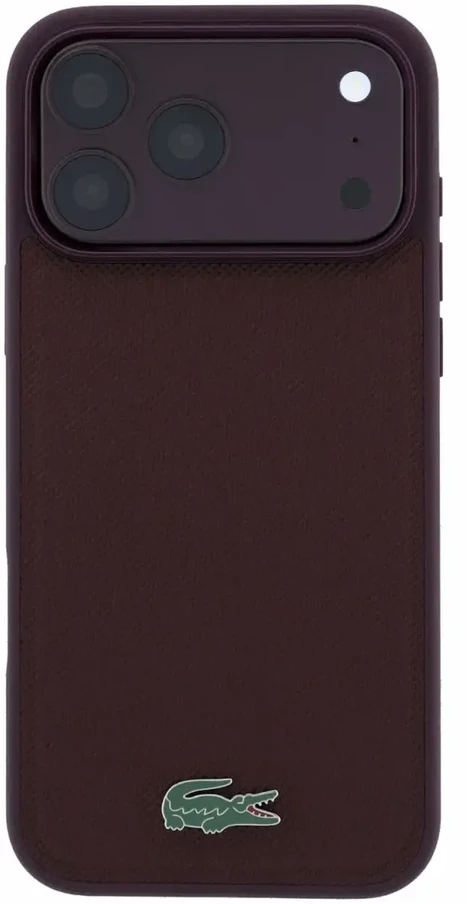 Dėklas Lacoste PVC Iconic Petit Pique Metal Logo MagSafe Case for iPhone 18 Pro Burgundy