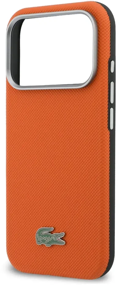 Lacoste PVC Petit Pique Semi Wrap MagSafe dėklas skirtas Apple iPhone 17 Pro Max oranžinės spalvos