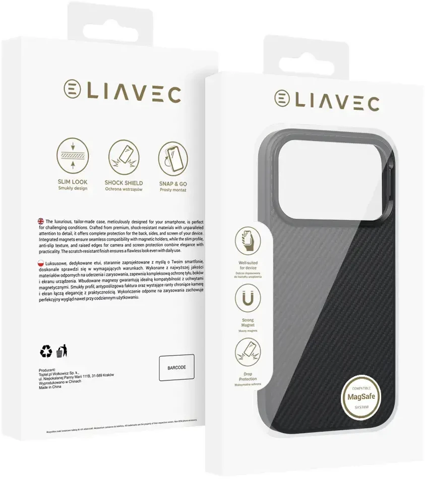 Dėklas Liavec Carbon Core Case do Iphone 18 Pro/17 Pro