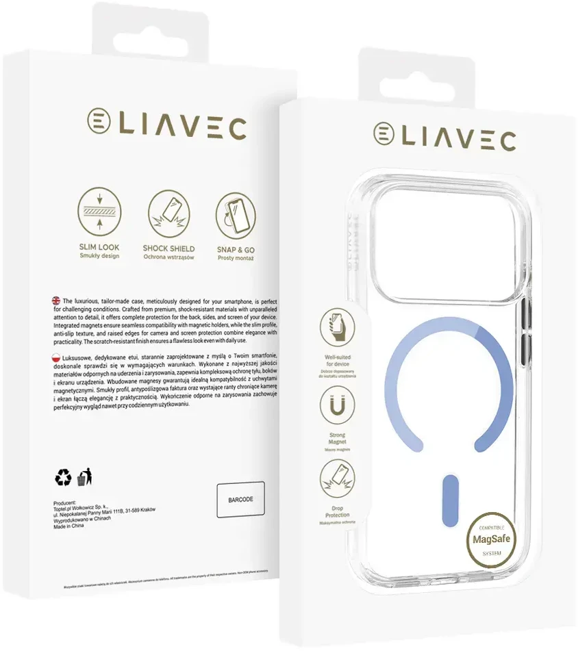 Dėklas Liavec Pure Case with camera control button do Iphone 18 Pro/17 Pro Šviesiai mėlynas