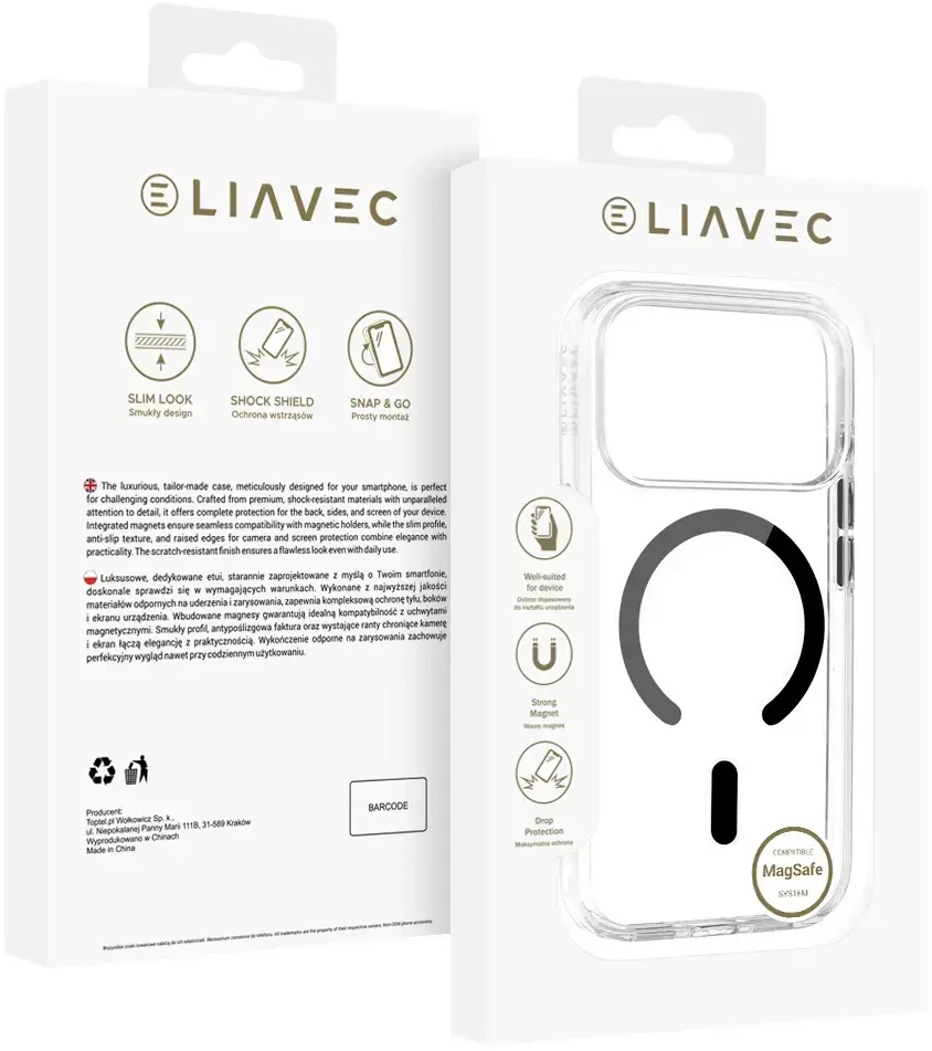 Liavec Pure dėklas su kameros valdymo mygtuku, skirtas iPhone 18 Pro/17 Pro, juodas