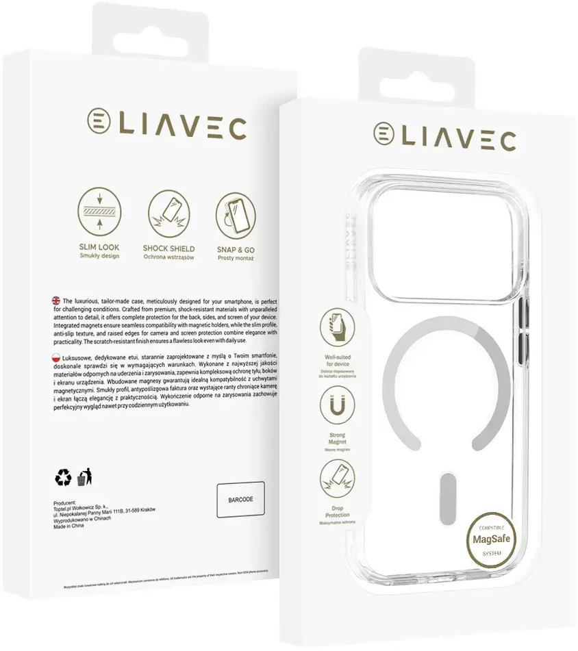Dėklas Liavec Pure Case with camera control button do Iphone 18 Pro/17 Pro pilka