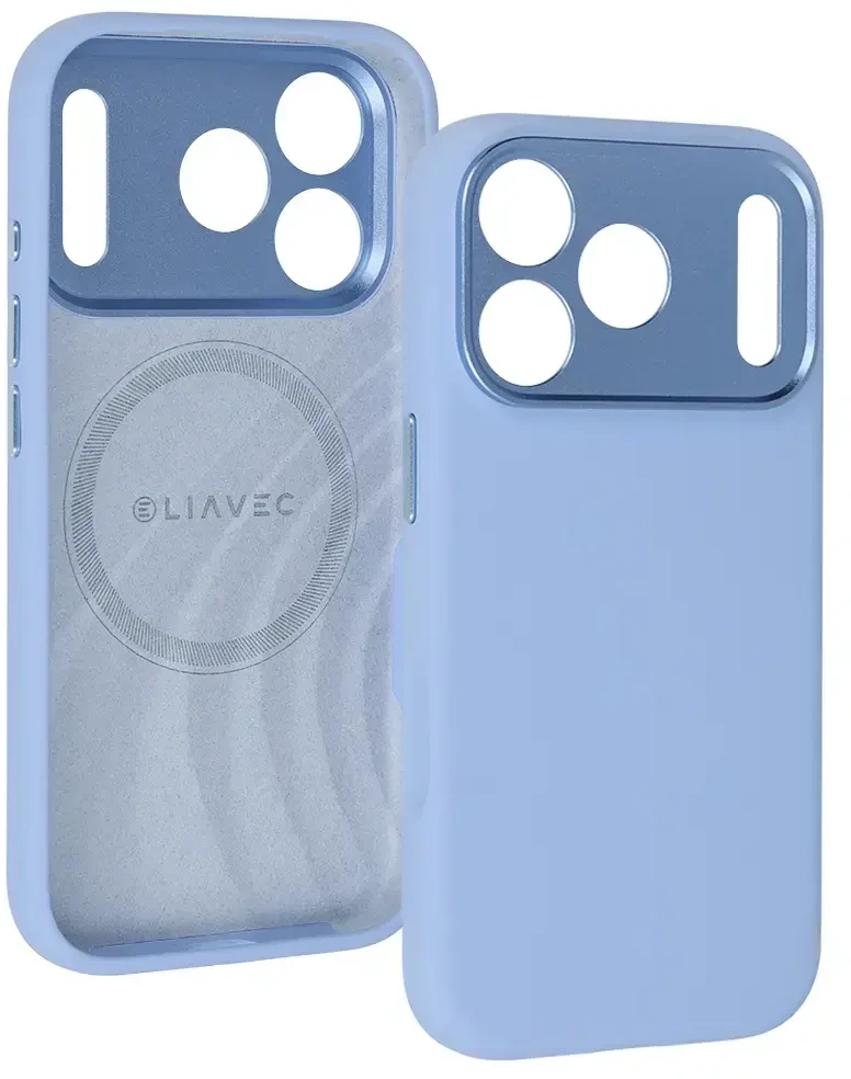 Dėklas Liavec Silk Shield Case with Metal Camera Frame do Iphone 18 Pro Max/17 Pro Max Šviesiai mėlynas