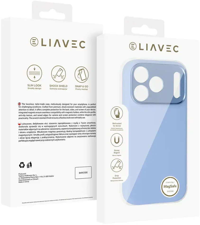 Dėklas Liavec Silk Shield Case with Metal Camera Frame do Iphone 18 Pro Max/17 Pro Max Šviesiai mėlynas