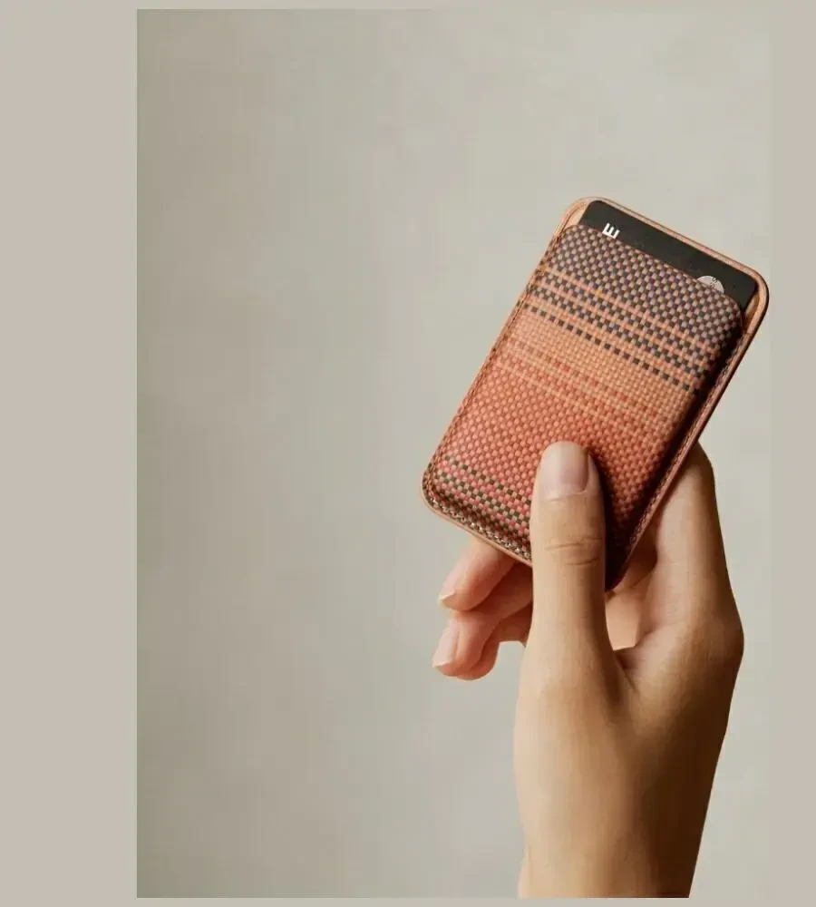 Dėklas Magnetinė piniginė PITAKA Woven Wallet MagSafe telefonui, sunset