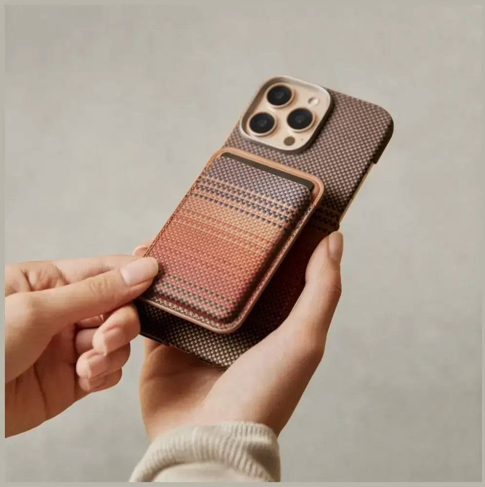 Dėklas Magnetinė piniginė PITAKA Woven Wallet MagSafe telefonui, sunset