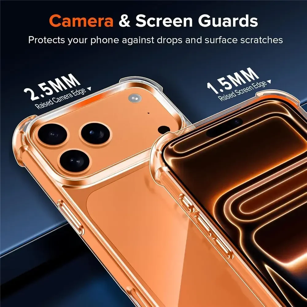 Marka Niezdefiniowana - Hibridinis akrilo ir TPU dėklas iPhone 18 Pro Max / 17 Pro Max su fotoaparato apsauga – permatomas