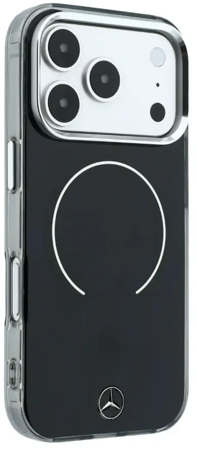 Mercedes PC/TPU dvigubo sluoksnio MagSafe dėklas, skirtas iPhone 18 Pro, juodas/antracito spalvos