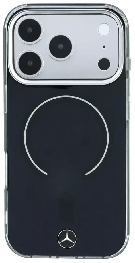 Mercedes PC/TPU dvigubo sluoksnio MagSafe dėklas, skirtas iPhone 18 Pro, juodas/antracito spalvos