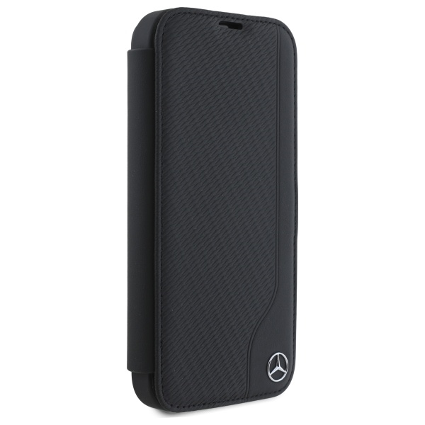 Mercedes MEBKP16L23RBGVK Apple iPhone 16 Pro 6.3" dėklas telefonui juodos spalvos Leather Wood Imitation