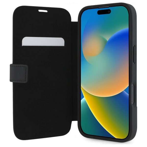 Mercedes MEBKP16L23RBGVK Apple iPhone 16 Pro 6.3" dėklas telefonui juodos spalvos Leather Wood Imitation