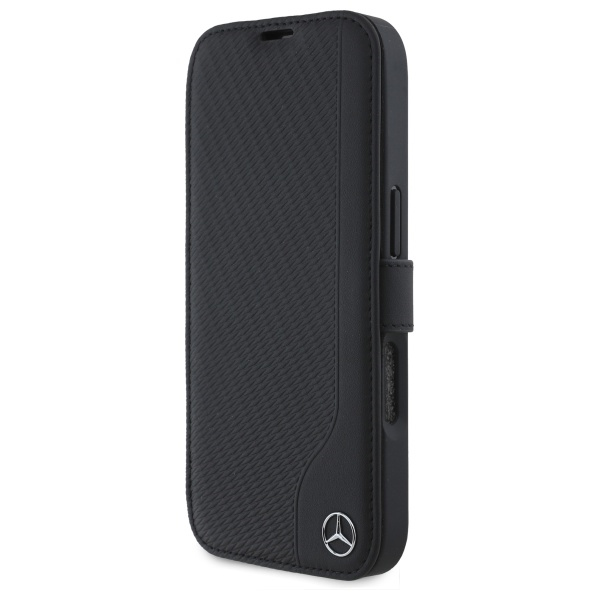 Mercedes MEBKP16L23RBGVK Apple iPhone 16 Pro 6.3" dėklas telefonui juodos spalvos Leather Wood Imitation