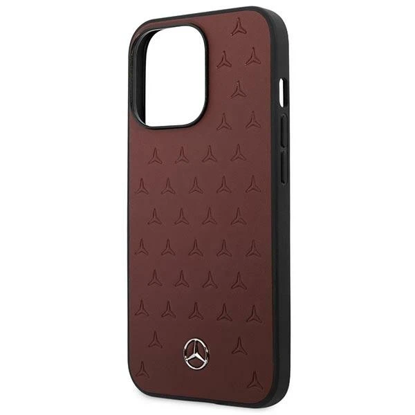 Mercedes MEHCP13LPSQRE iPhone 13 Pro / 13 6,1" raudona/raudona kietas dėklas, odos žvaigždžių raštas