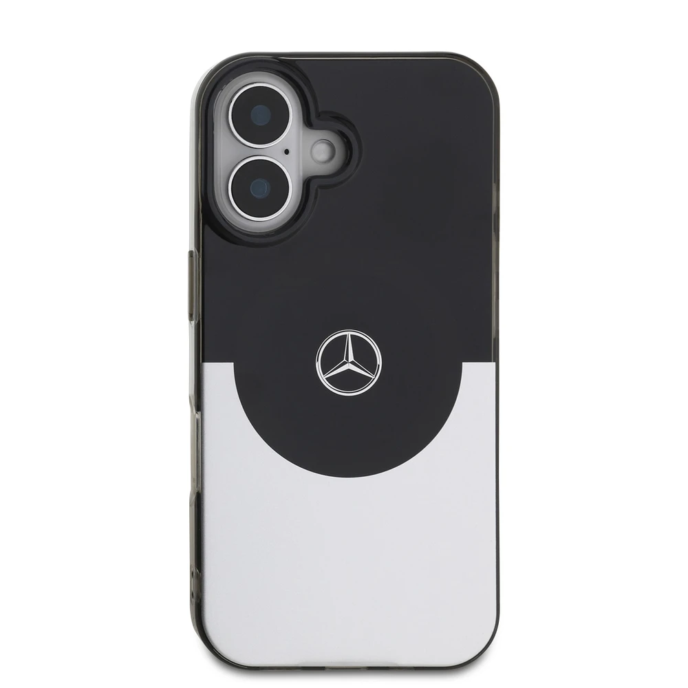 Mercedes PC/TPU Double Layer MagSafe Apple iPhone 16 dėklas telefonui juodos ir sidabrinės spalvos