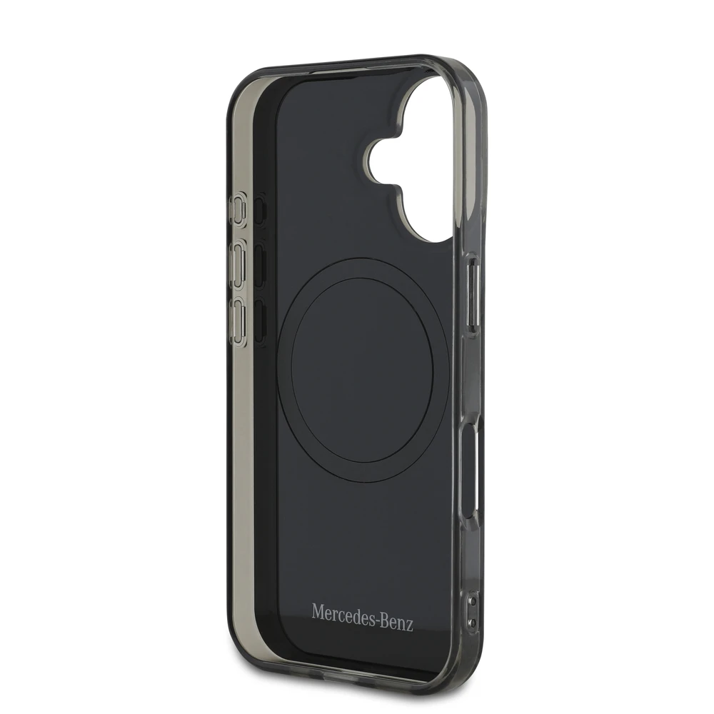 Mercedes PC/TPU Double Layer MagSafe Apple iPhone 16 dėklas telefonui juodos ir sidabrinės spalvos