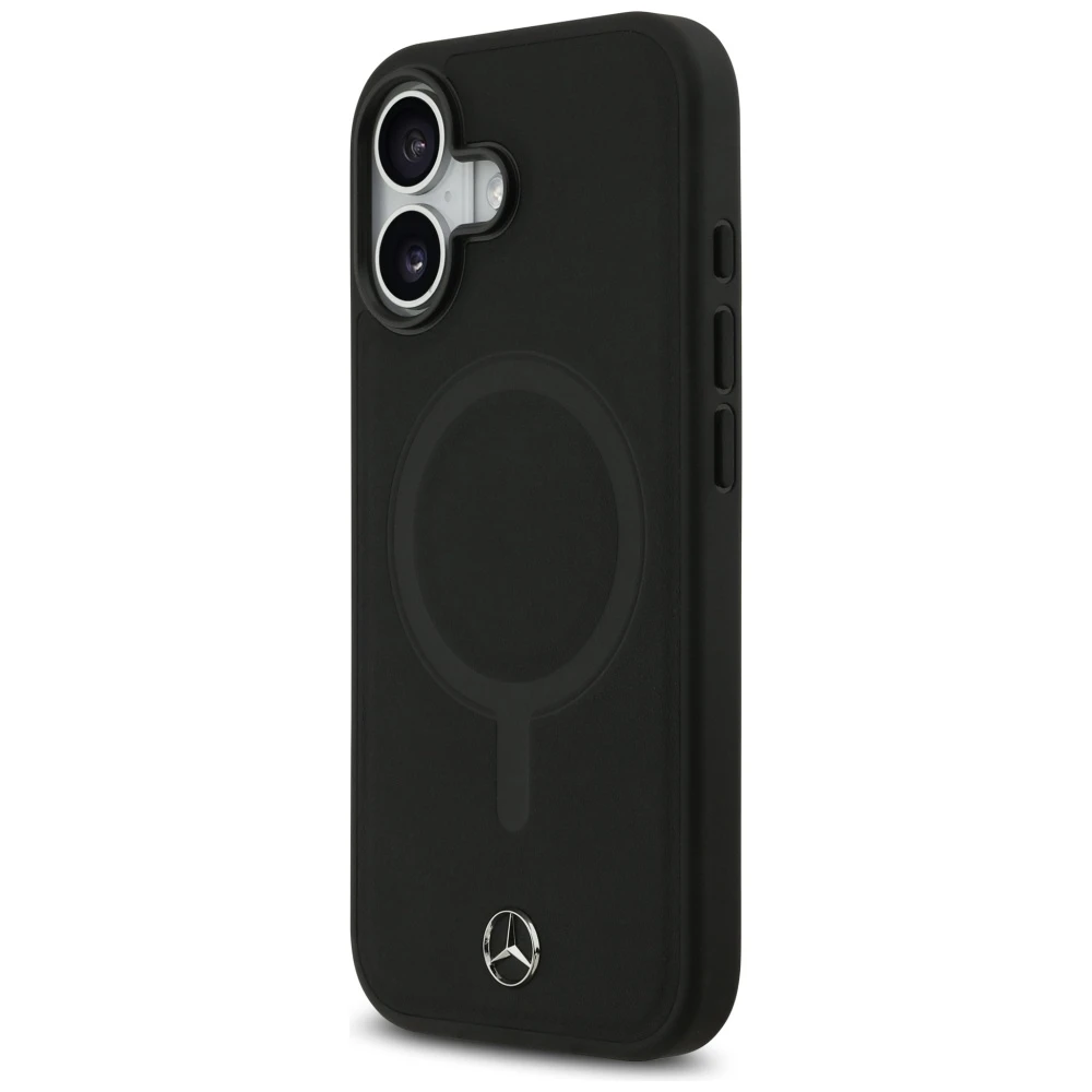 Mercedes Plain Smooth Leather MagSafe dėklas Apple iPhone 17 juodos spalvos