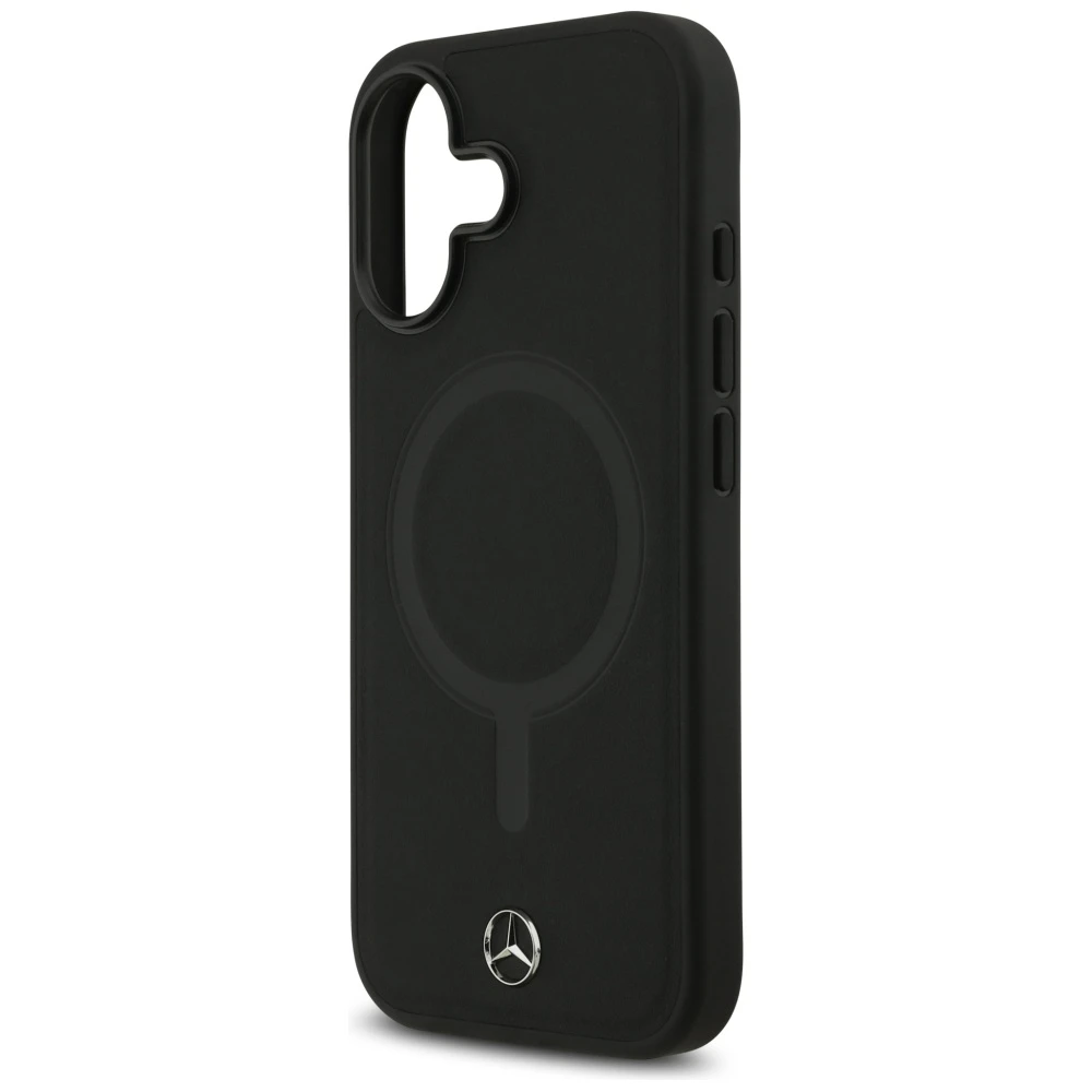 Mercedes Plain Smooth Leather MagSafe dėklas Apple iPhone 17 juodos spalvos