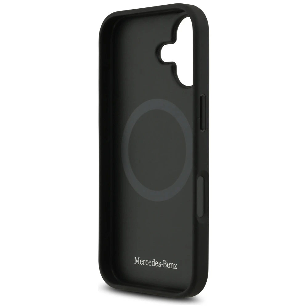 Mercedes Plain Smooth Leather MagSafe dėklas Apple iPhone 17 juodos spalvos