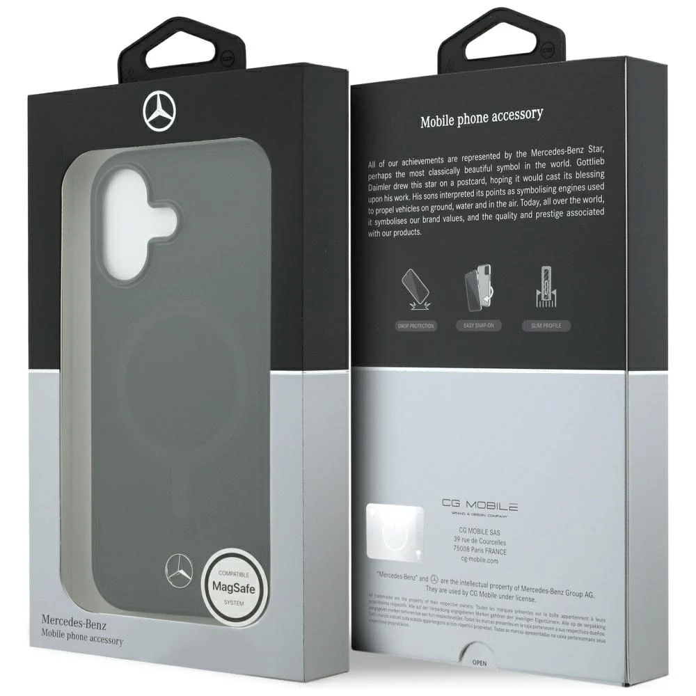 Mercedes Plain Smooth Leather MagSafe dėklas Apple iPhone 17 juodos spalvos