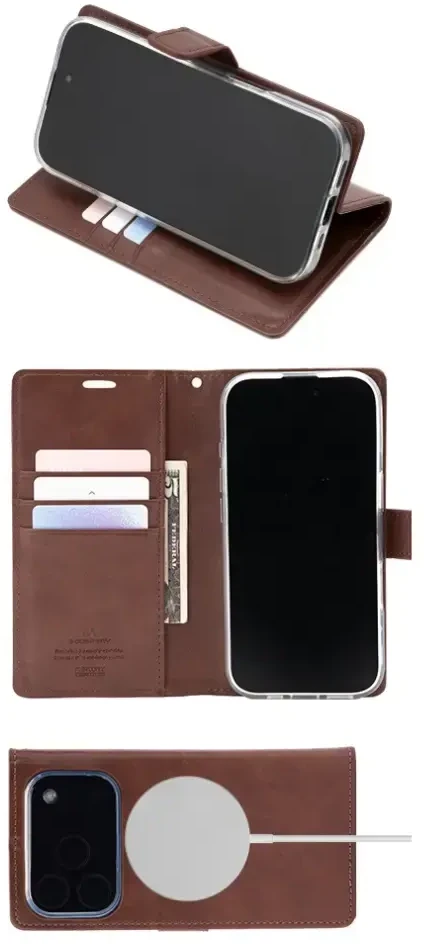Mercury BlueMoon Diary MagSafe Dėklas skirtas iPhone 17 Pro / 18 Pro Brown