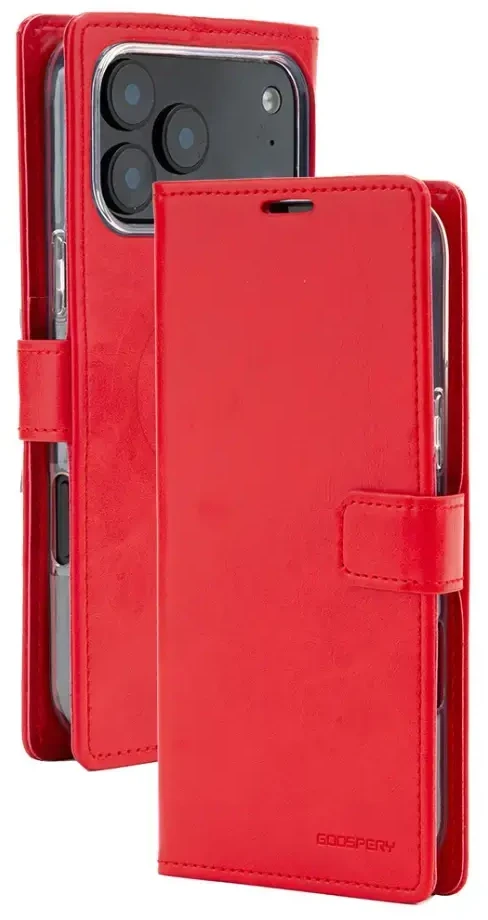 Mercury BlueMoon Diary MagSafe Dėklas skirtas iPhone 17 Pro Max / 18 Pro Max Raudona