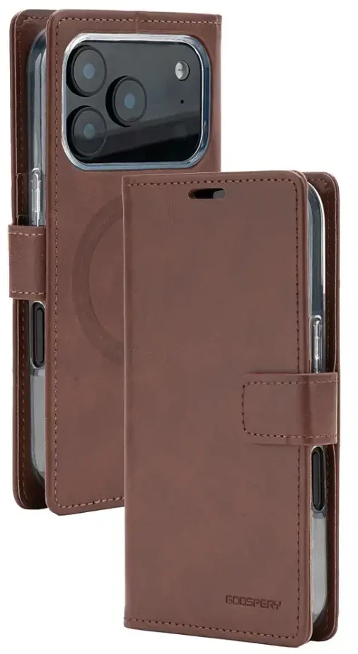 Mercury BlueMoon Diary MagSafe Dėklas skirtas iPhone 17 Pro / 18 Pro Brown