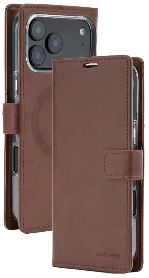 Mercury BlueMoon Diary MagSafe Dėklas skirtas iPhone 17 Pro Max / 18 Pro Max Brown