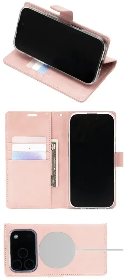 Mercury BlueMoon Diary MagSafe Dėklas skirtas iPhone 17 Pro / 18 Pro Rose Gold