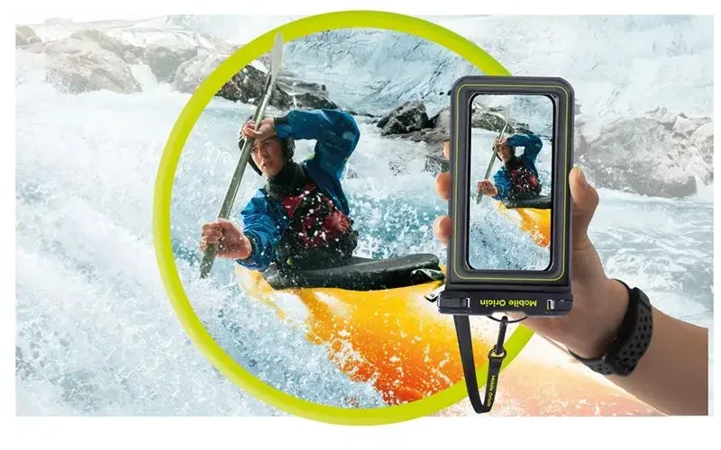 Mobile Origin Mobilus Origin Neperšlampamas plaukiojantis dėklas 6,8", balta/oranžinė