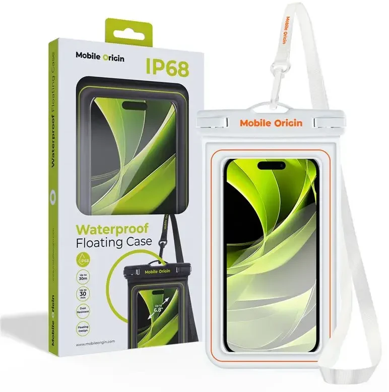 Mobile Origin Mobilus Origin Neperšlampamas plaukiojantis dėklas 6,8", balta/oranžinė